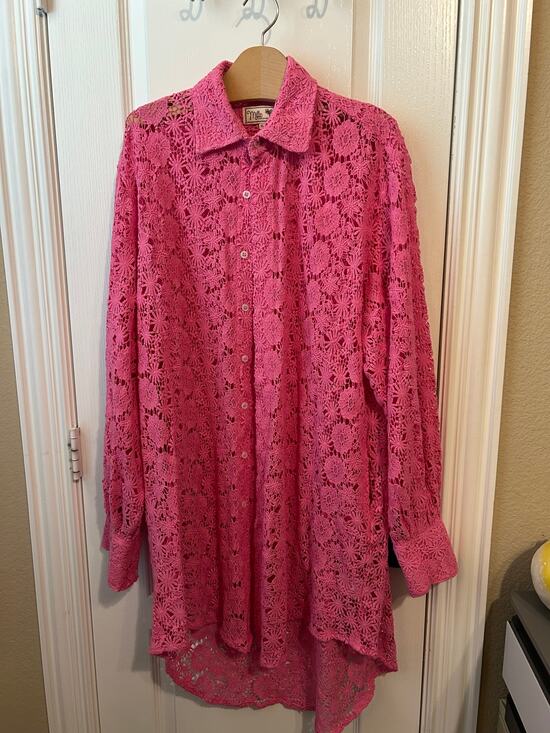 Mille Other - Mille XL High Low Cover Up Hot Pink Lacy Cotton